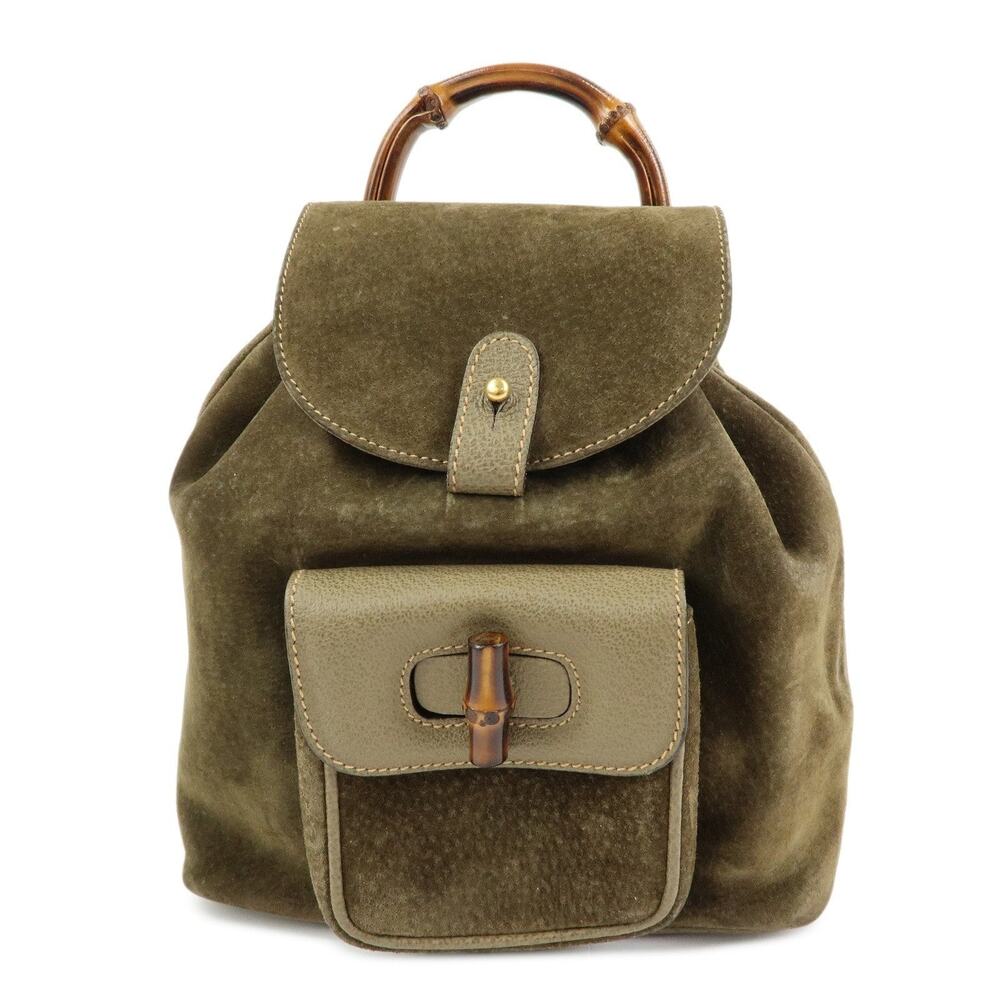 Gucci Bamboo Suede Backpack Green